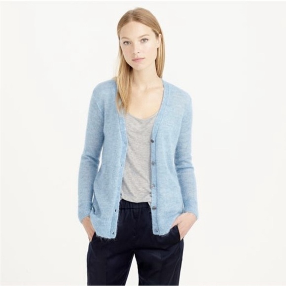 Jcrew Mohair V neck Cardigan Sweater Light Blue - Picture 1 of 7